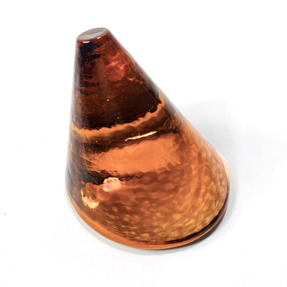Fire & Light Art Glass Cone Paperweight Copper 3 1/2" (flea bite chip)